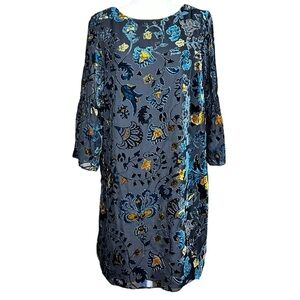 Caroline Belle Dark Fairy Dress 10 Velvet Burnout Bell Sleeves Whimsical Keyhole